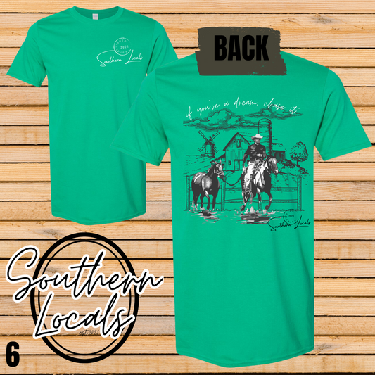 Southern Locals Dream Chase It Cowboy SoftStyle Shirt kelly green