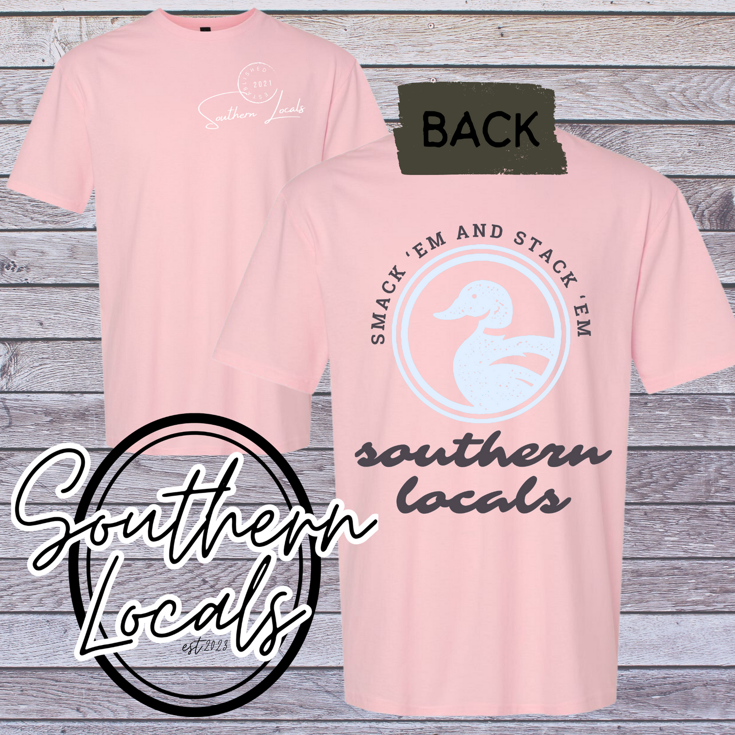 Southern Locals Smack Em Stack Em Duck SoftStyle Shirt lt pink