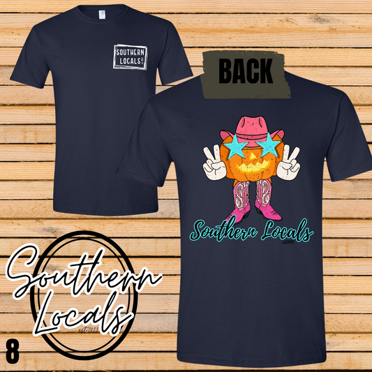 Southern Locals Pumpkin Cowgirl SoftStyle Shirt navy