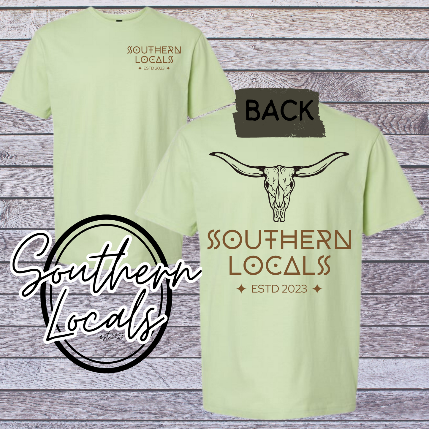 Southern Locals Longhorn Skull SoftStyle Shirt pistachio