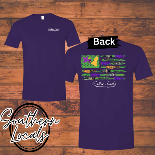 Mardi Gras Flag Southern Locals Softstyle Purple Shirt