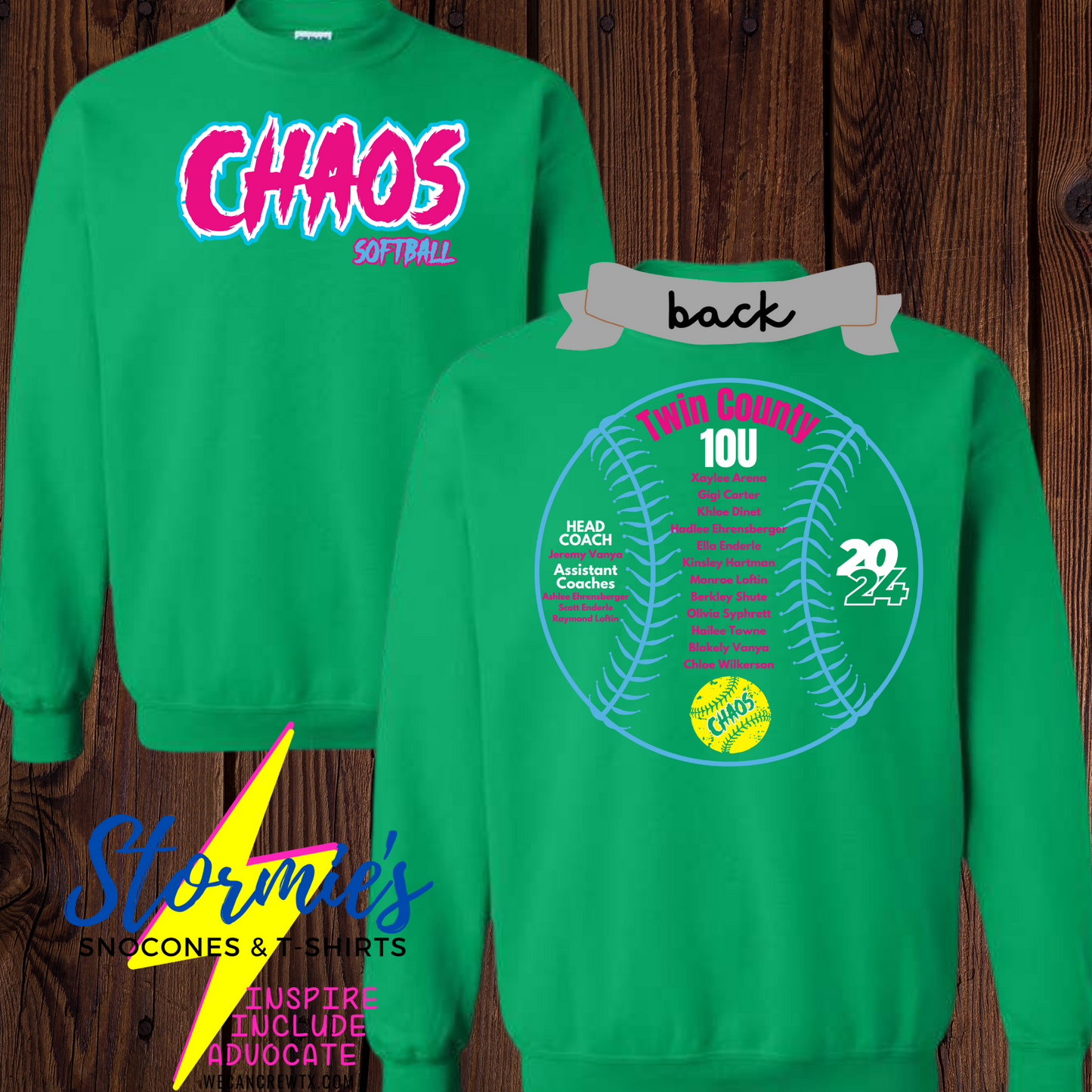 Chaos 10U Twin County 2024- Sweatshirt & Hoodie & Long Sleeve Shirt 2023-24