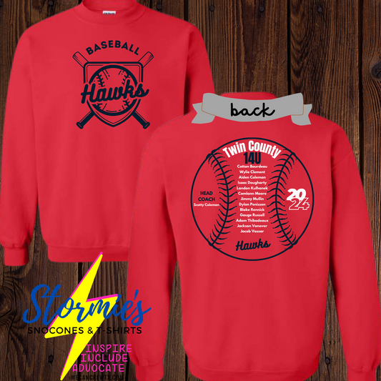 Hawks 14U Baseball 2024- Sweatshirt & Hoodie & Long Sleeve Shirt 2023-24