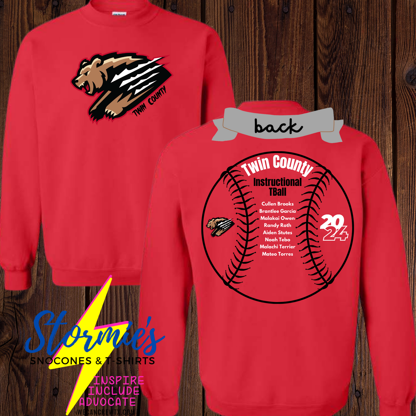 Grizzles Instructional Tball 2024 Baseball - Sweatshirt & Hoodie & Long Sleeve Shirt 2023-24