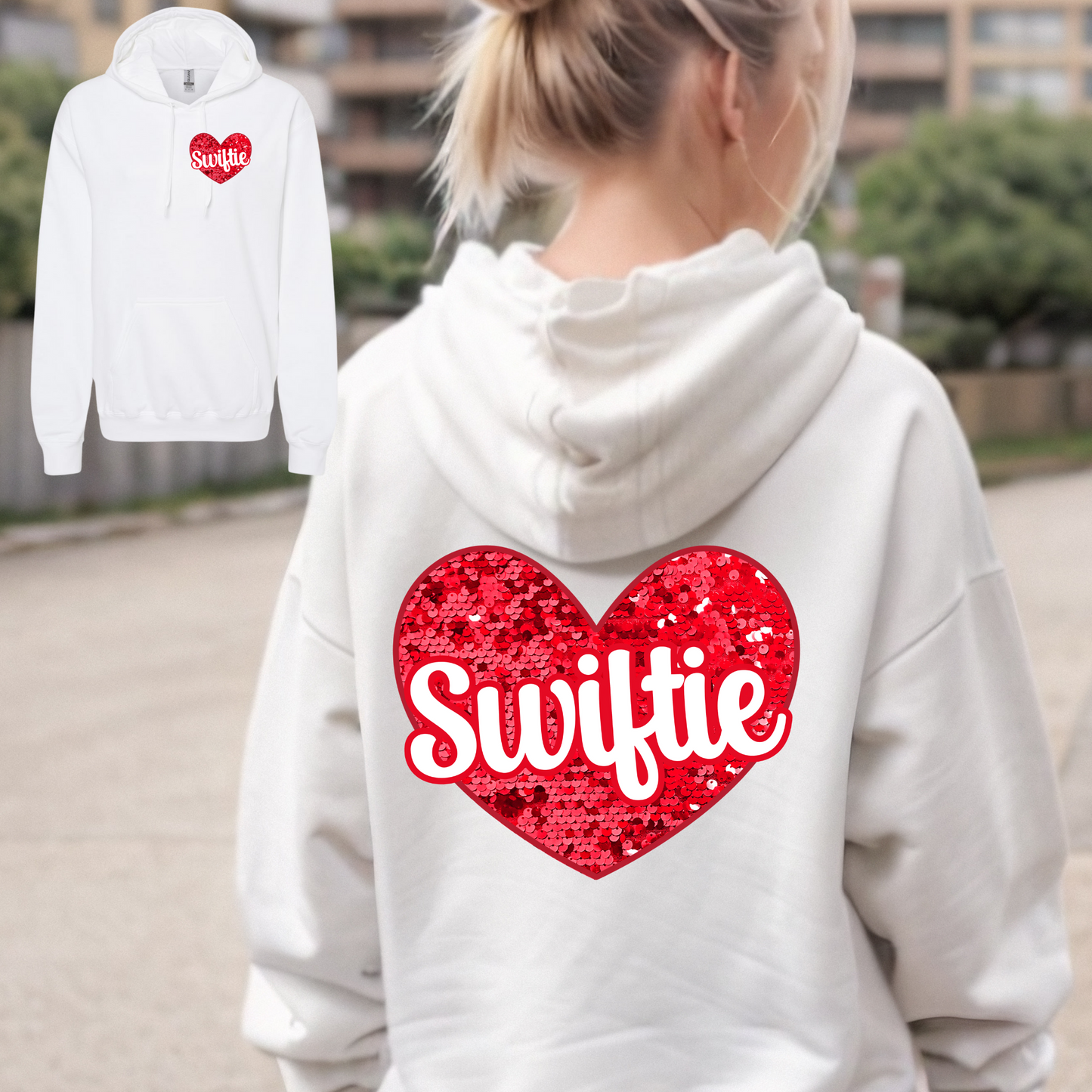 Swiftie Heart White Sweatshirt & Hoodie