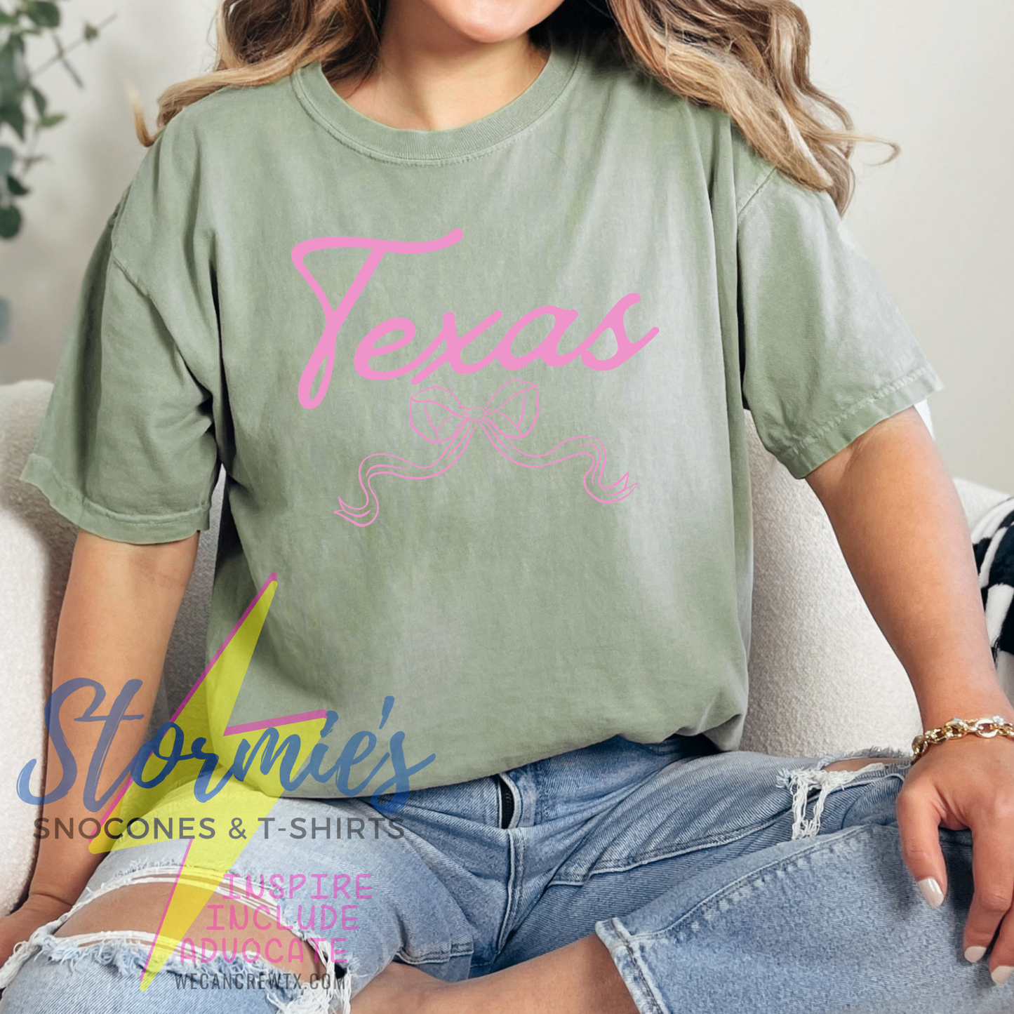 Texas Cursive Bow Comfort Colors Shirt