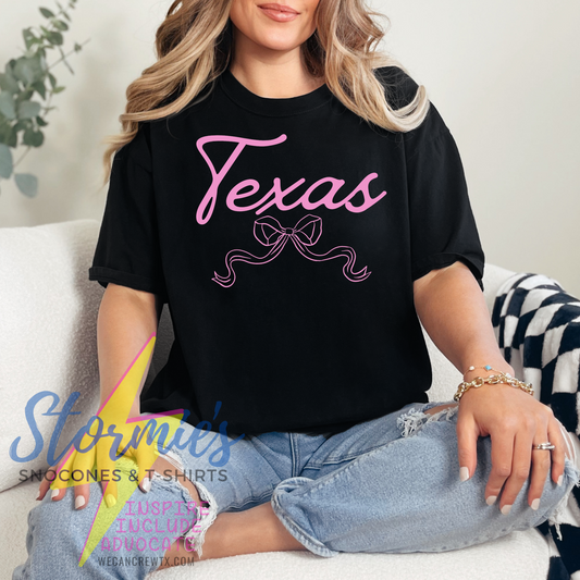 Texas Cursive Bow Comfort Colors Shirt