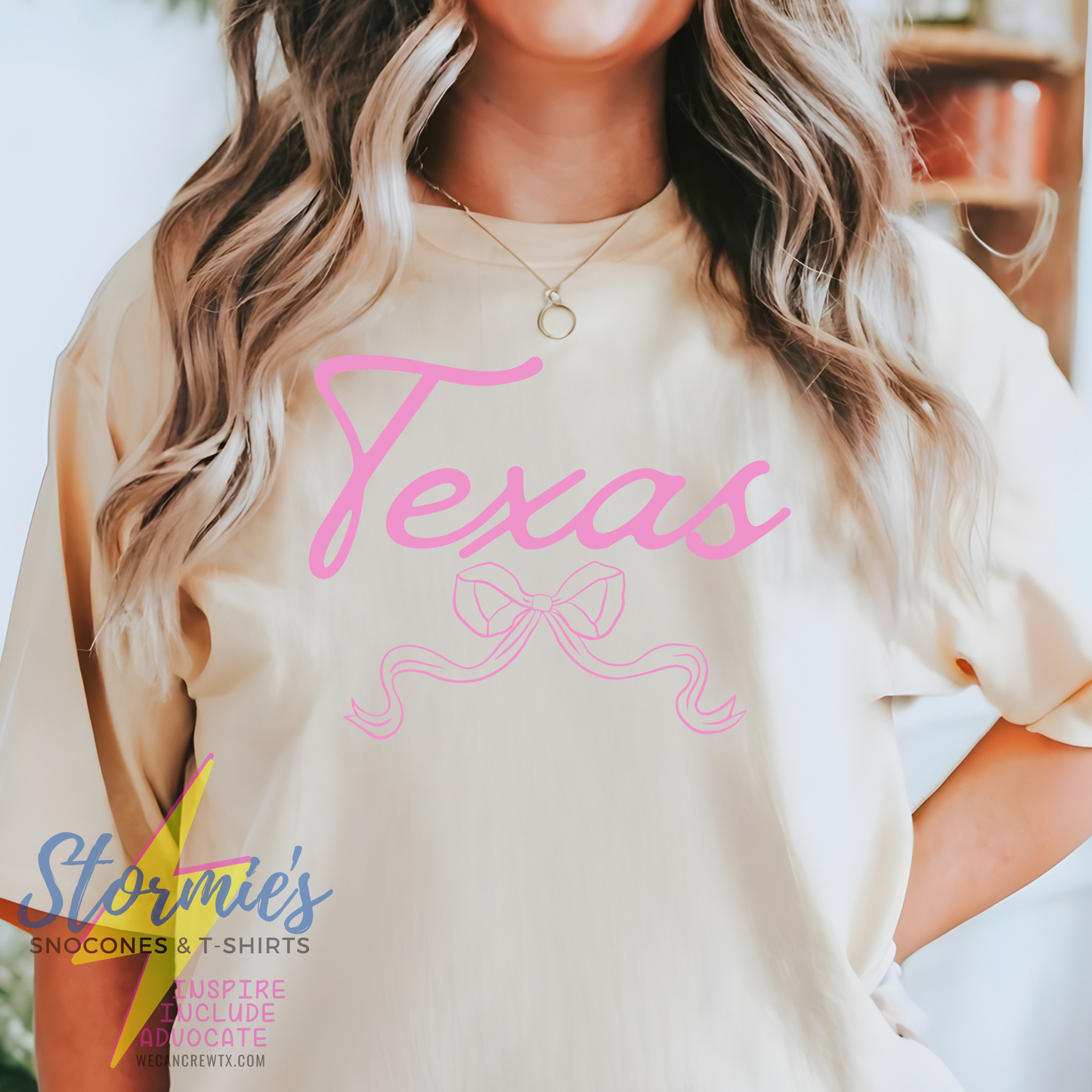 Texas Cursive Bow Comfort Colors Shirt