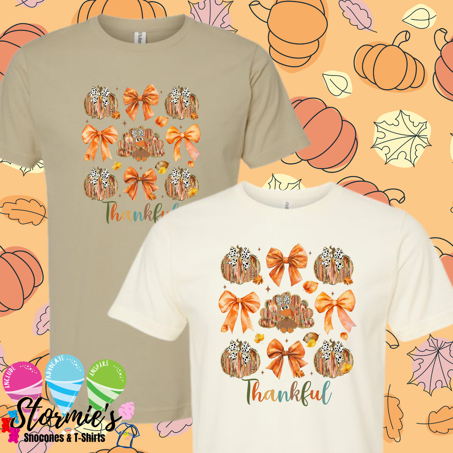 Thankful Pumpkins Bows Thanksgiving Shirt