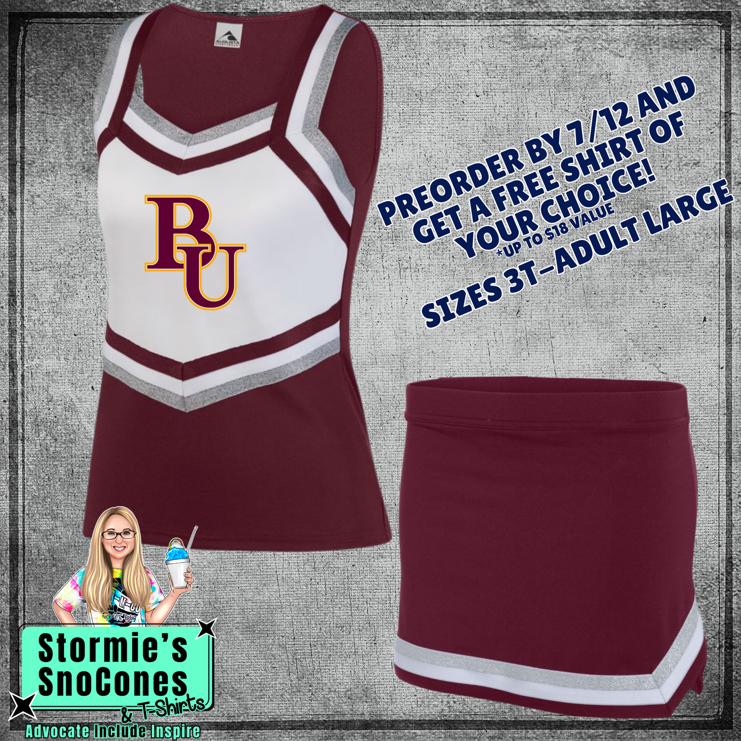 Beaumont United Timberwolves Custom Maroon White Cheer Outfit 2026 Preorder
