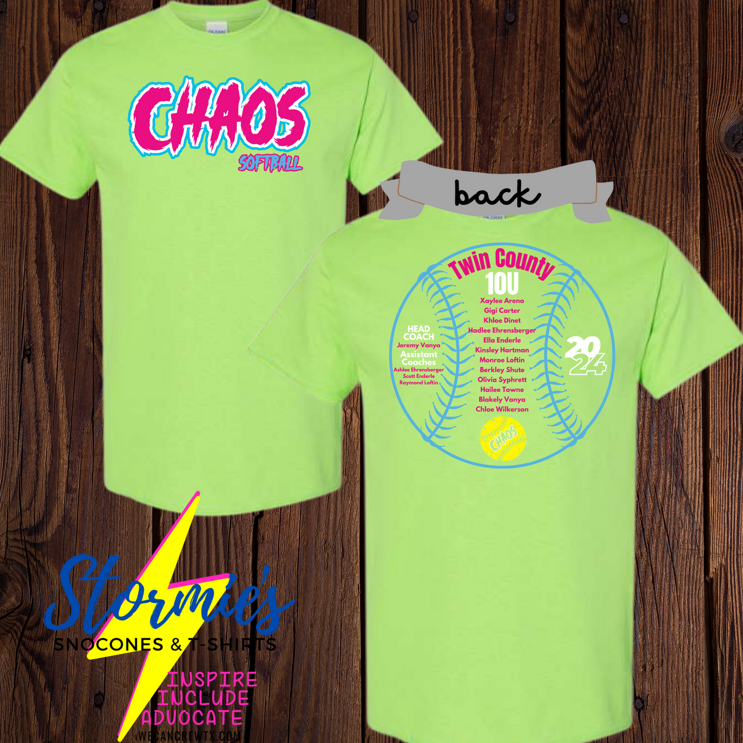 Chaos 10U Twin County 2024 Shirt