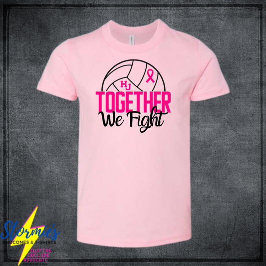 HJ Volleyball Breast Cancer Together We Fight Bella Canvas Light Pink Shirt