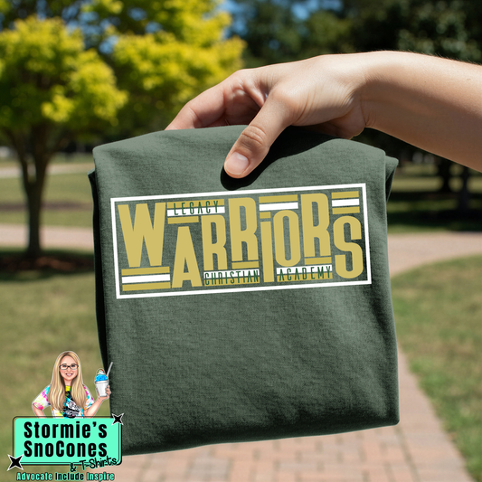 Legacy Christian Academy Warriors Lines Stacked Green Gildan Dryfit Comfort Colors Tultex Shirt
