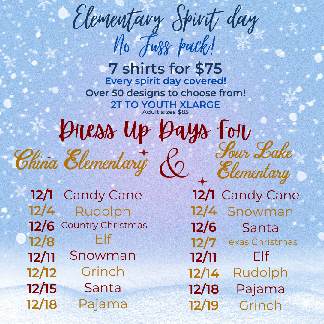 December Dress Up Days No Fuss 7 Shirt Pack 60+ Design Options