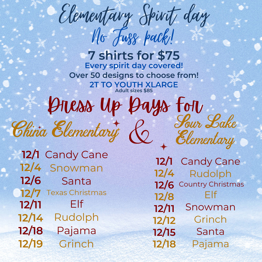 December Dress Up Days SINGLE SHIRT 60+ Design Options