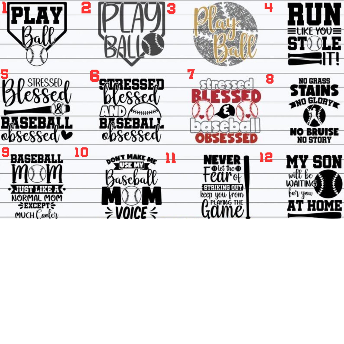 Baseball Variety 8 Shirts