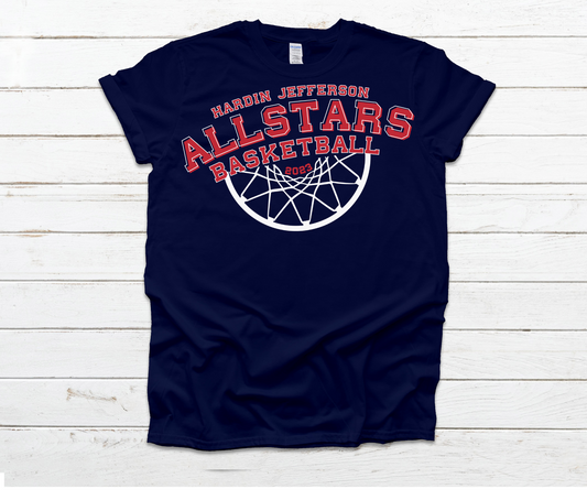 HJ Allstars Senior Boys Basketball Navy Shirt & Sweatshirt & Hoodie & Long Sleeve Shirt