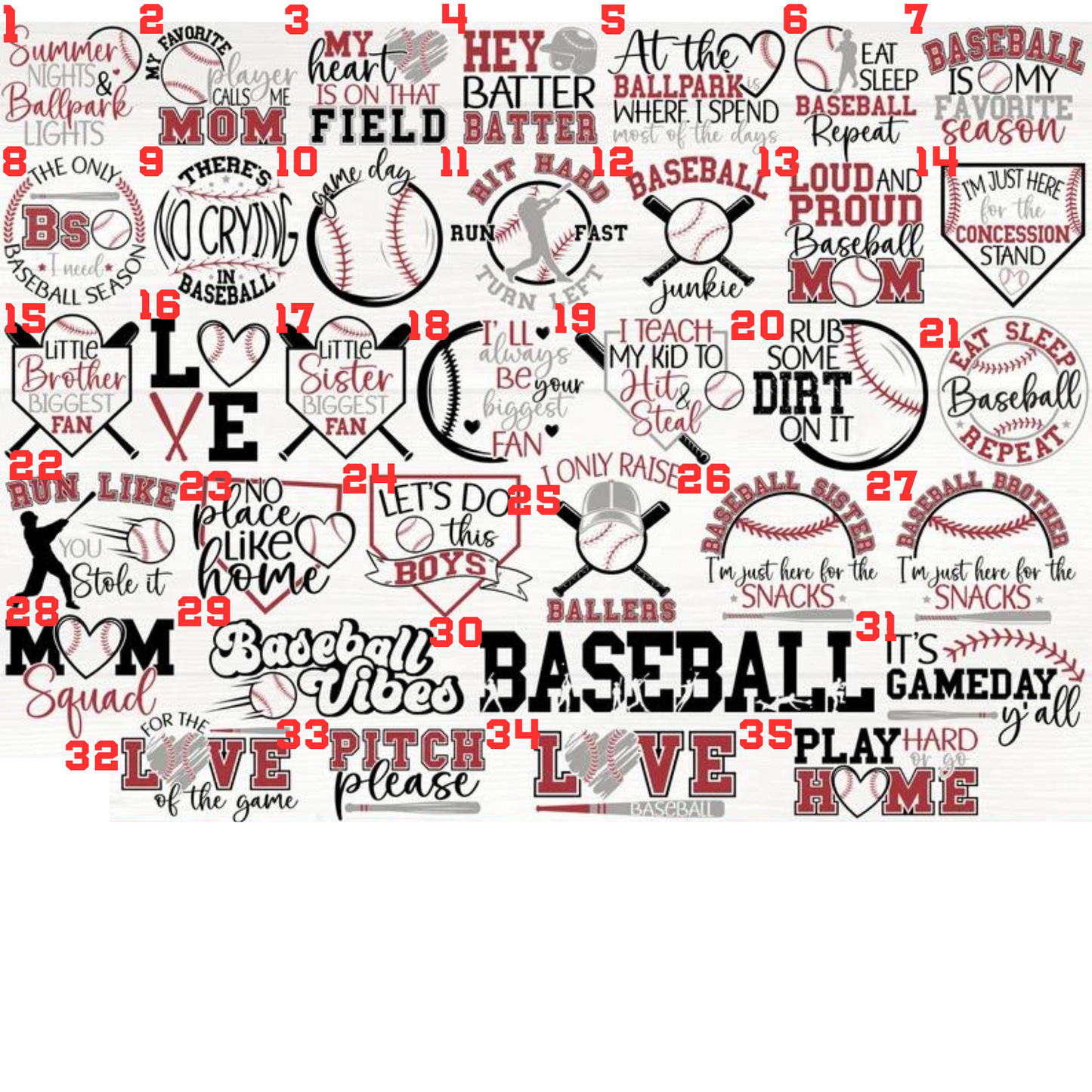 Baseball Variety 1 Shirts