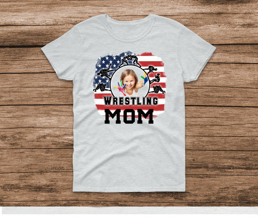 Custom Picture Wrestling Mom Shirt