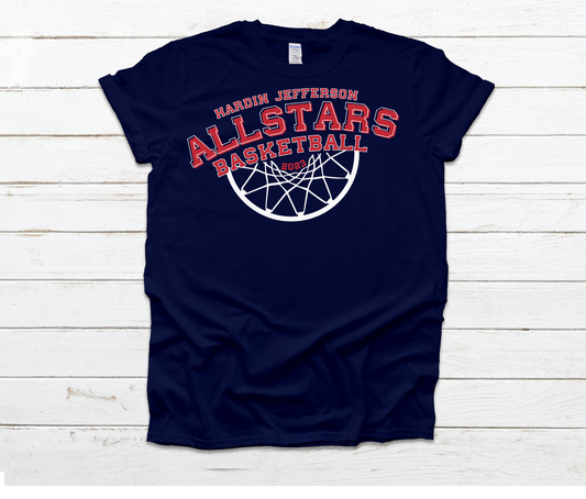 HJ Allstars Junior Girls Basketball Navy Shirt & Sweatshirt & Hoodie & Long Sleeve Shirt