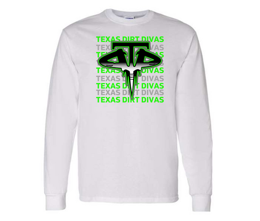 Texas Dirt Diva Repeat Logo White Sweatshirt & Hoodie & Long Sleeve Shirt