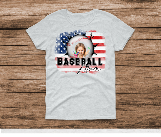 Custom Picture Baseball Mom Shirt