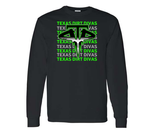 Texas Dirt Diva Repeat Logo Black Sweatshirt & Hoodie & Long Sleeve Shirt