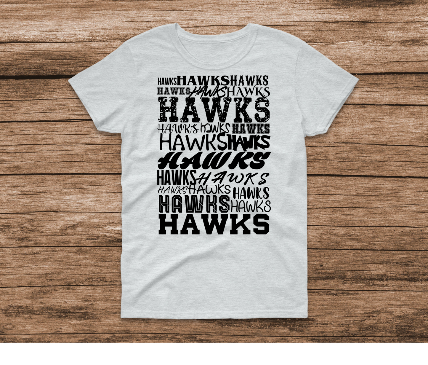 Hawks Repeat Black Words Shirt