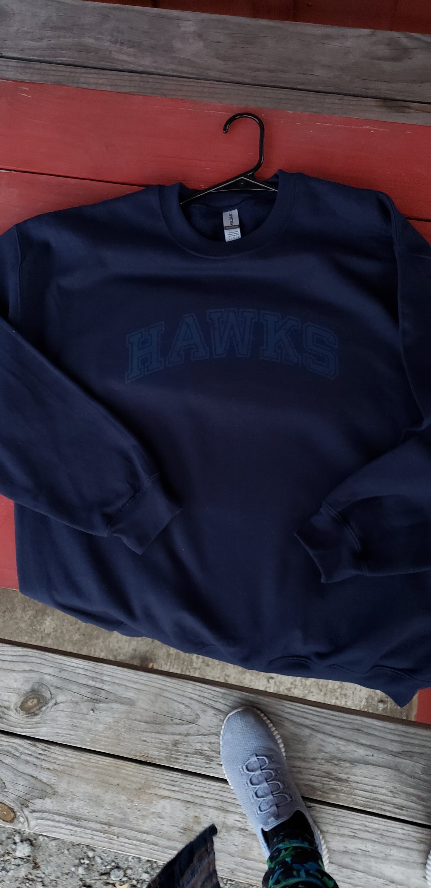 Distressed Hawks Navy Sweatshirt & Hoodie