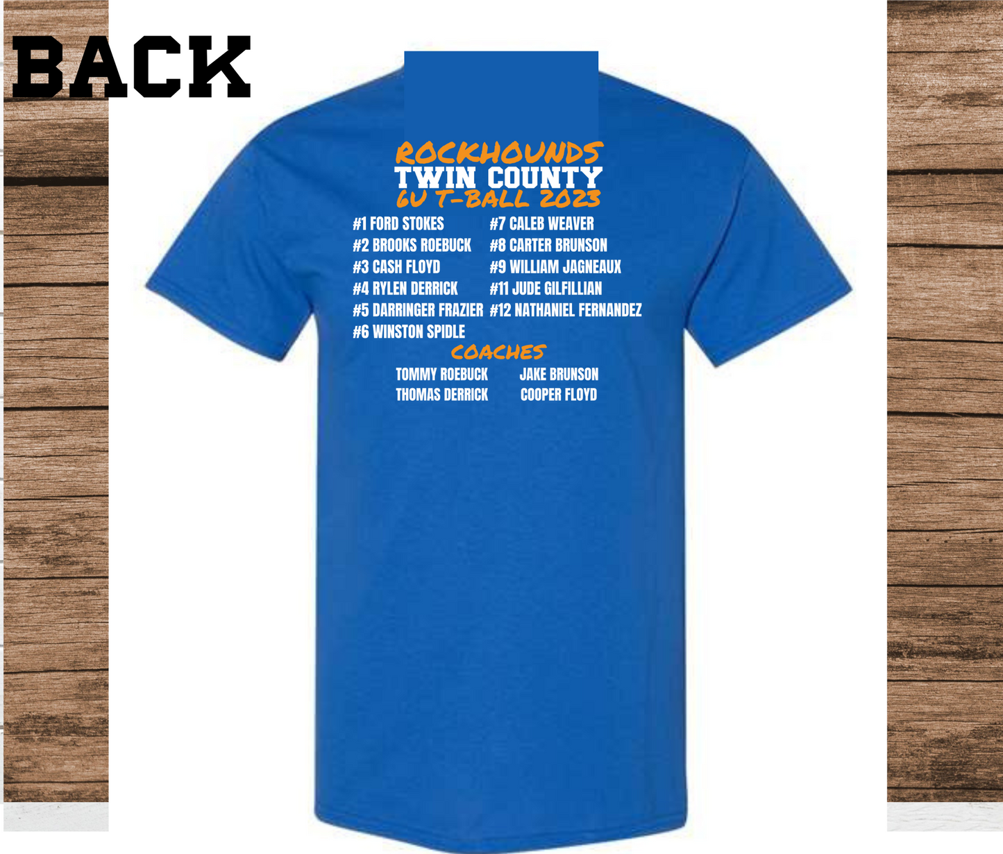 Rockhounds 6U T-Ball 2023 Roster Shirt