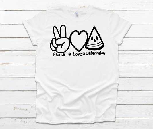 Color Your Own Shirt - Markers Included - Peace Love Watermelon by Ashley Sattler