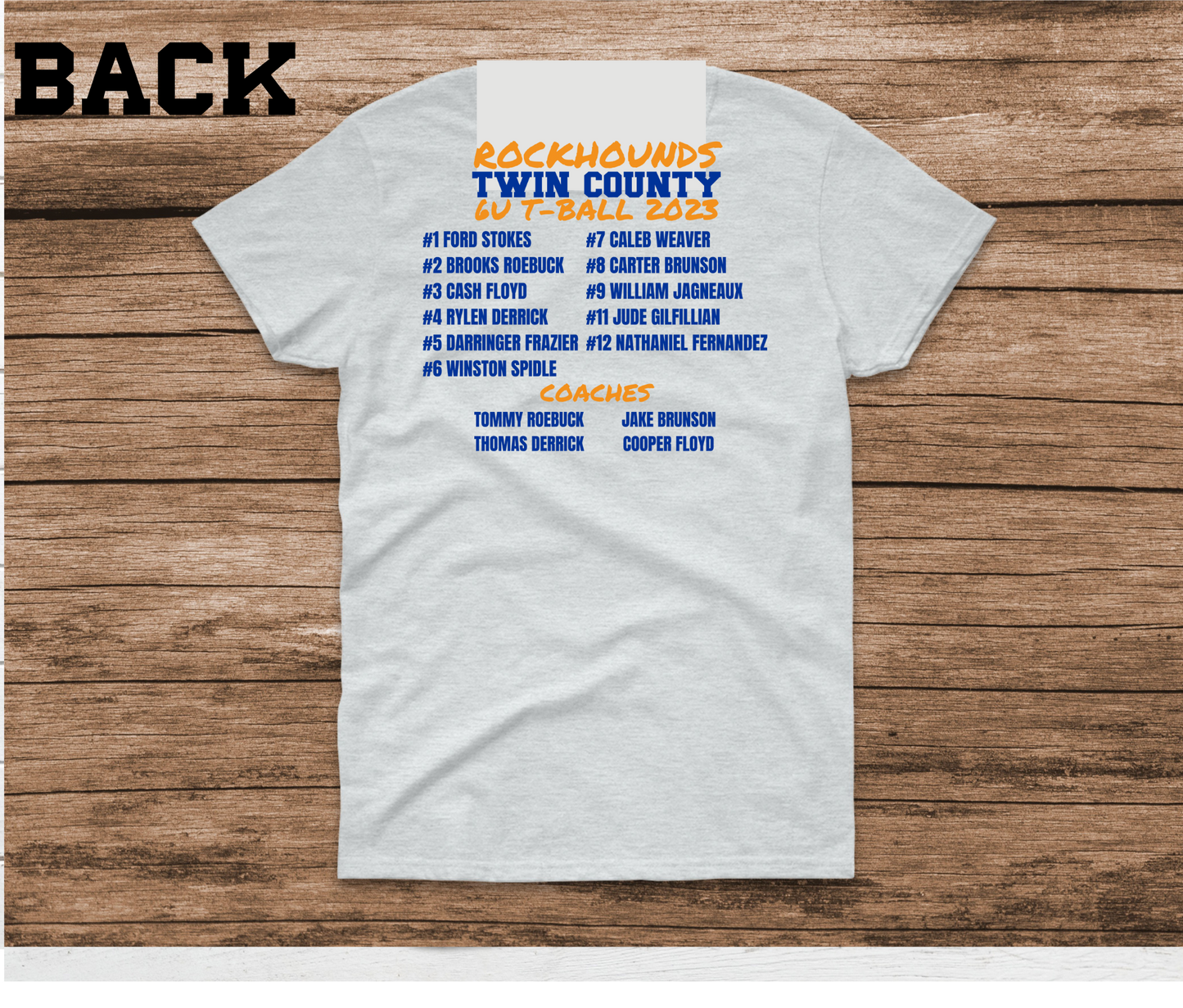 Rockhounds 6U T-Ball 2023 Roster Shirt