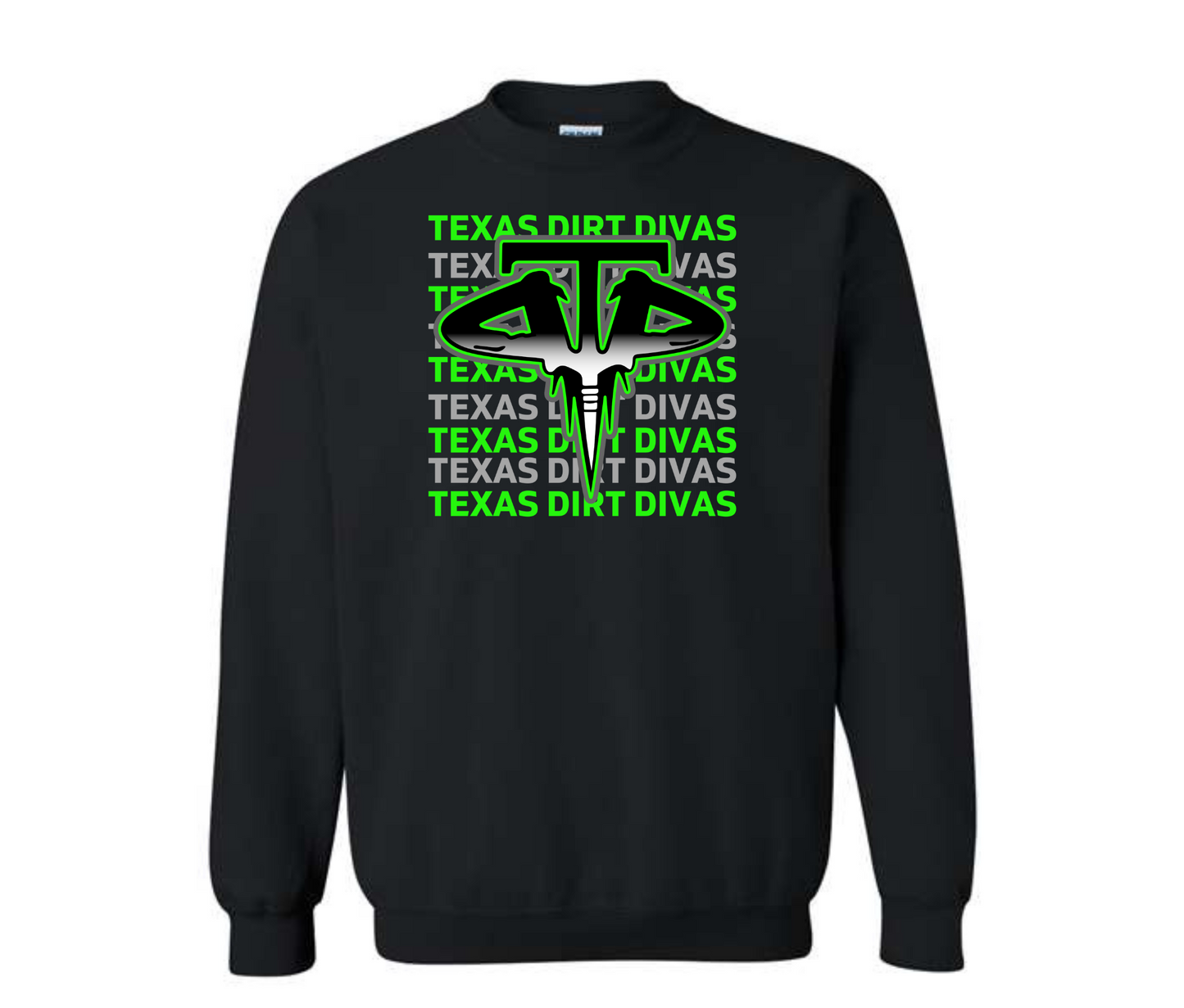 Texas Dirt Diva Repeat Logo Black Sweatshirt & Hoodie & Long Sleeve Shirt