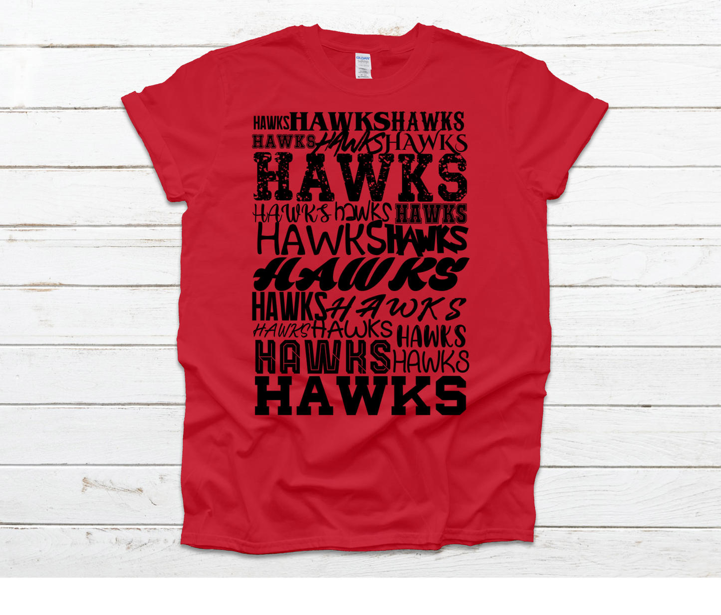 Hawks Repeat Black Words Shirt