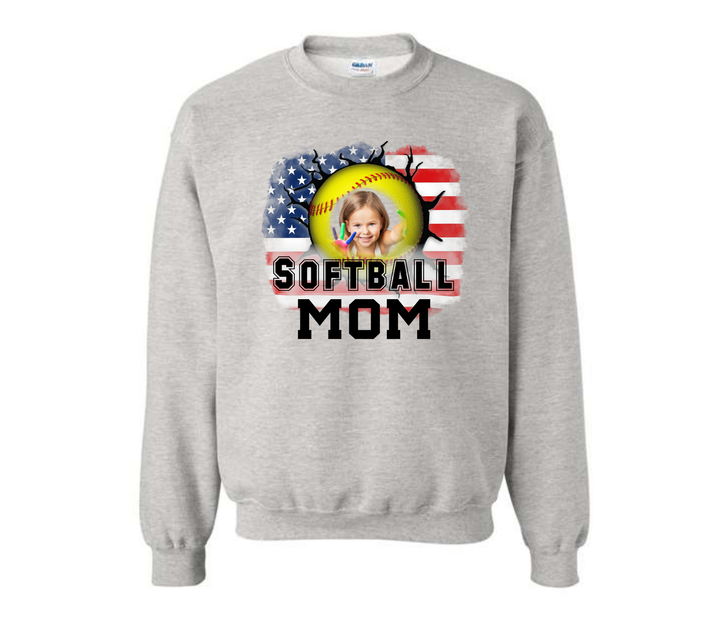 Custom Picture Softball Mom Sweatshirt