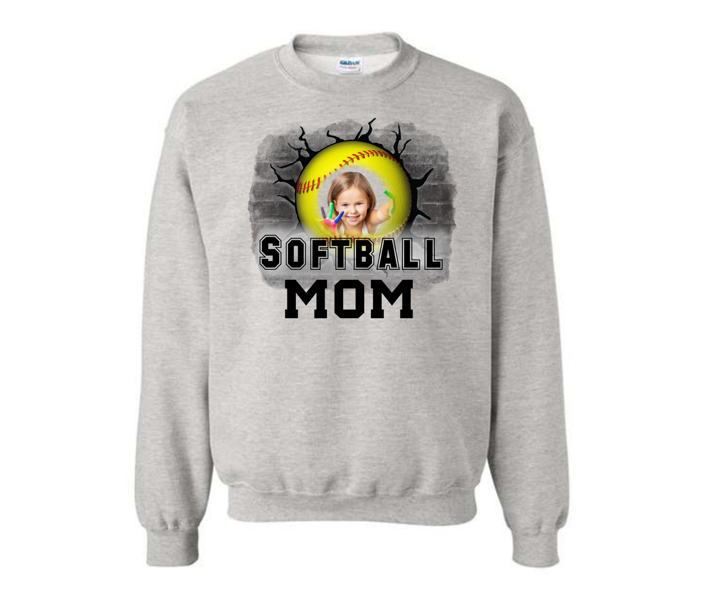 Custom Picture Softball Mom Sweatshirt