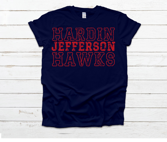 Hardin Jefferson Hawks Distressed 2 Shirt