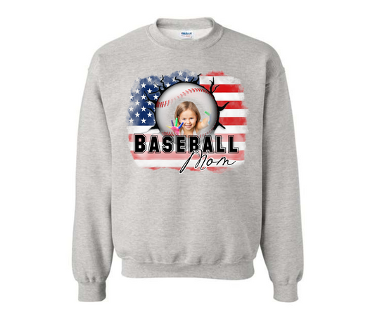 Custom Picture Base Ball Mom Sweatshirt