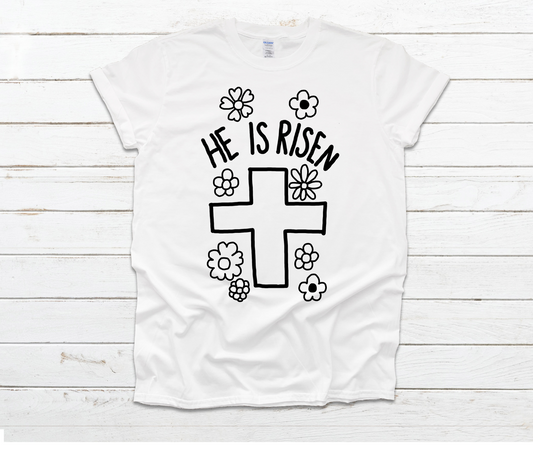 Color Your Own Shirt - Markers Included - He Is Risen by Ashley Sattler