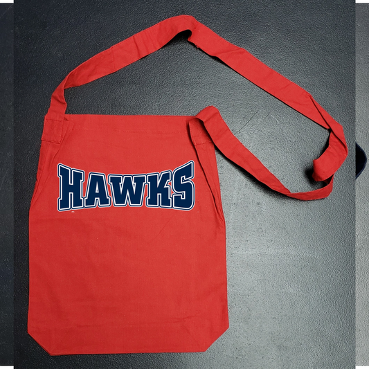 Blue Arched Hawk on Red Bag