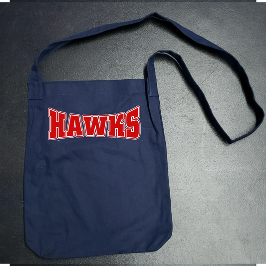 Red Arched Hawk on Navy Bag