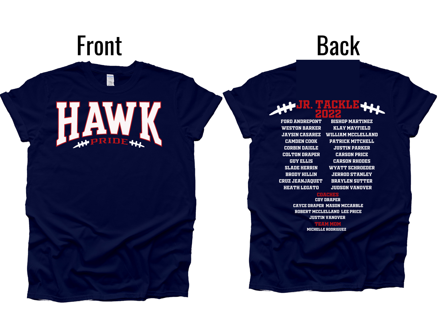 Hawks Jr. Tackle Navy shirts