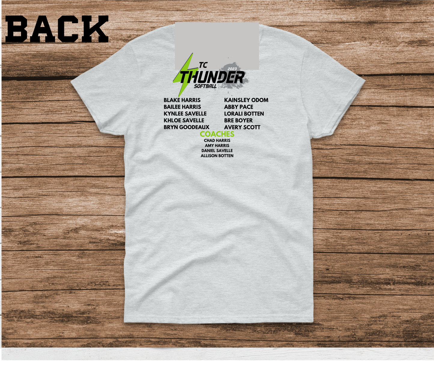 Thunder Twin County Softball 2023 Roster Ash Shirt