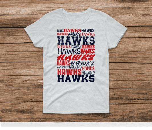 Hawks Repeat Red & Navy Words Shirt