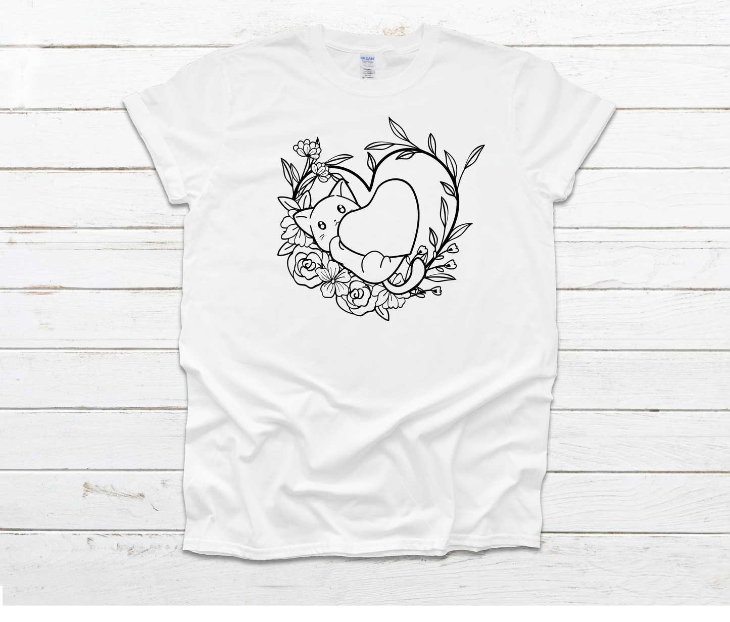 Color Your Own Shirt - Markers Included - Cat Heart