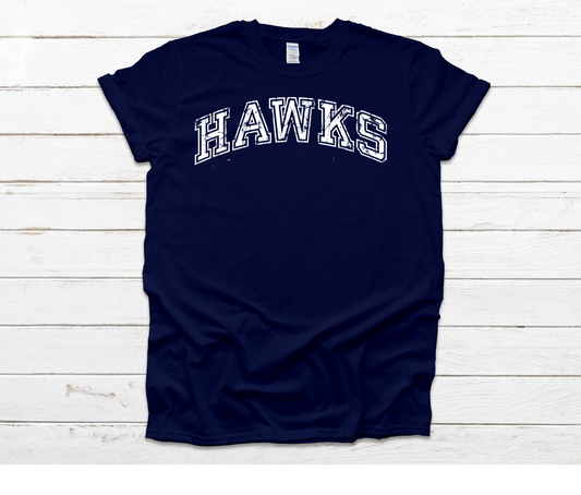 Distressed Hawks Navy Shirt