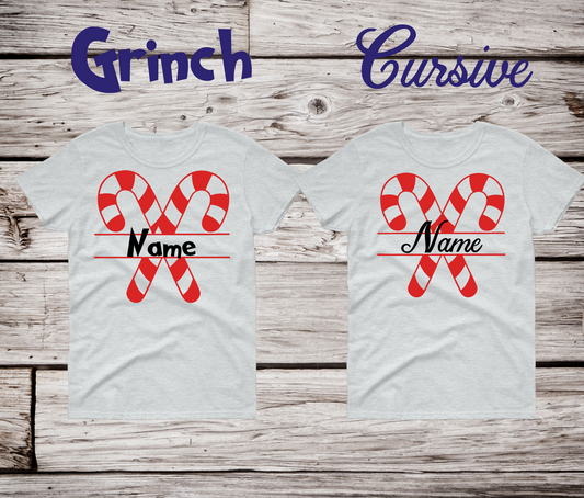 Custom Name Candy Cane Shirts